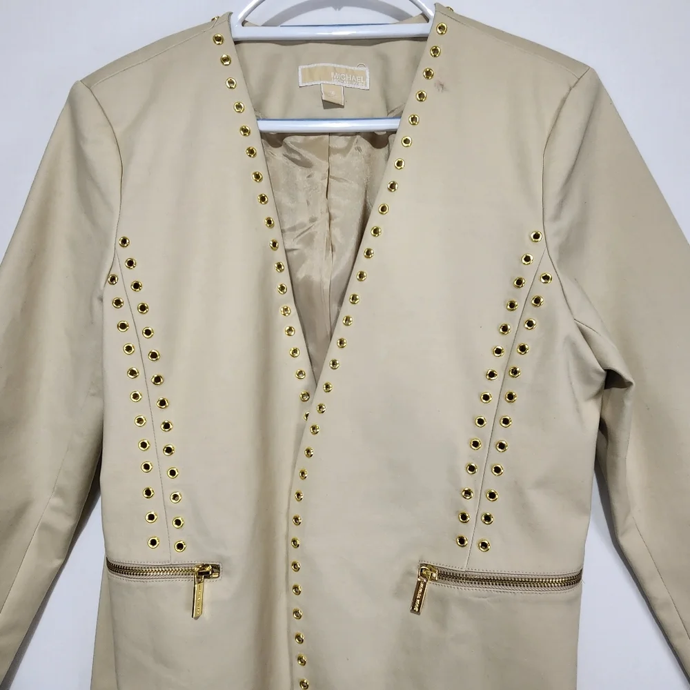 Michael Kors Women's Gold Grommet Cutaway Jacket Size 16 - Picture 2 of 10